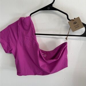 NWT Free People Toast Signature One Shoulder Crop Bikini Top Purple Orchid Small